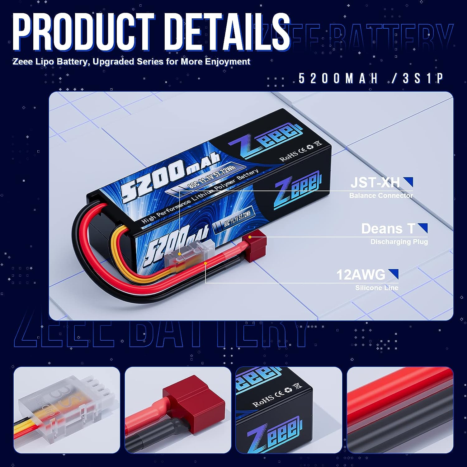 1/2pcs Zeee 3S 5200mAh Lipo Ba - огляд і ціна Drone Rc Land