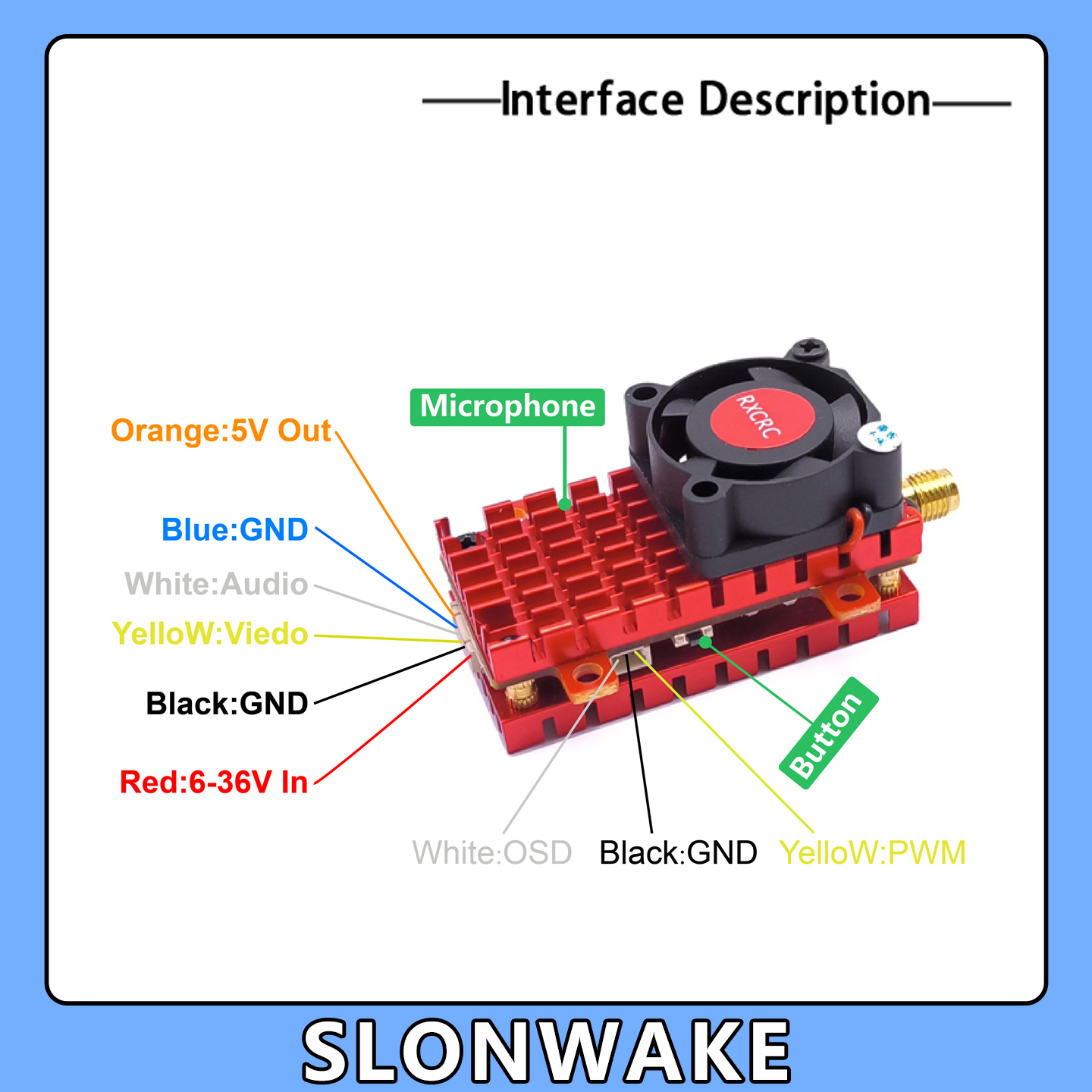 SLONWAKE 5.8G 2W VTX FPV 1800T - огляд і ціна Drone Z