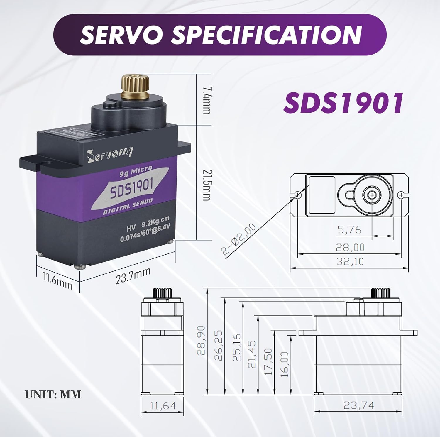 SERVOMY-SDS1901 Digital 9G Mic - огляд і ціна Drone And Car