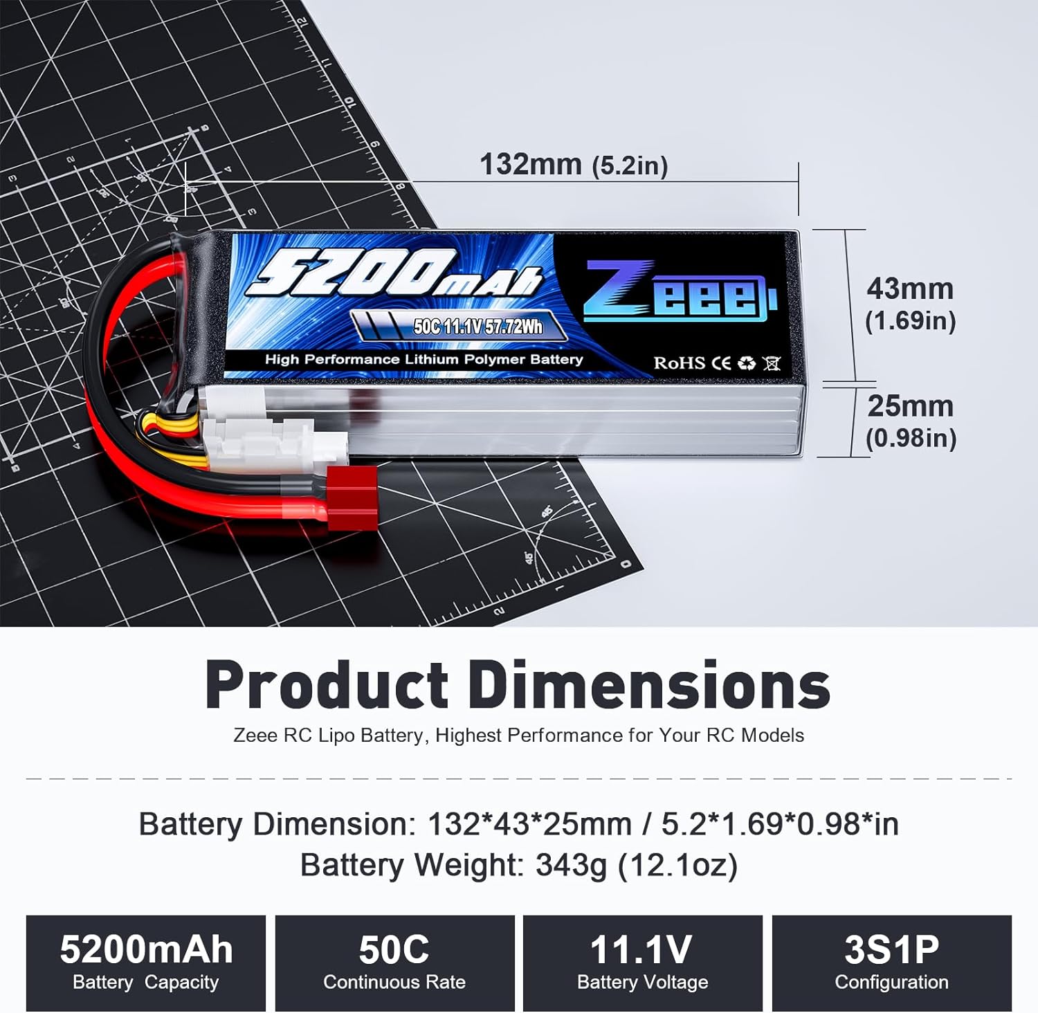 1/2units Zeee 11.1V 50C 5200mA - огляд і ціна Drone Rc Land